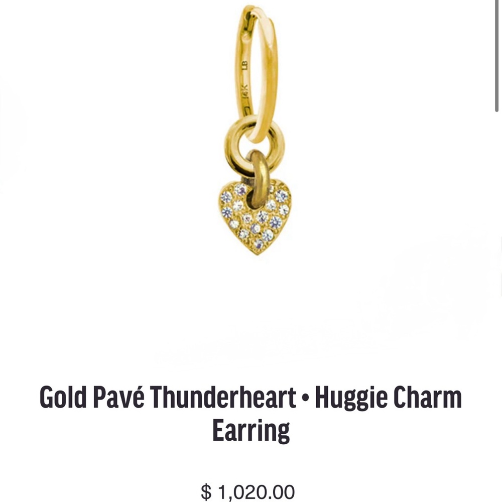 Lee Brevard 18k Gold Charm with Cubic Zirconia Pavé single earring